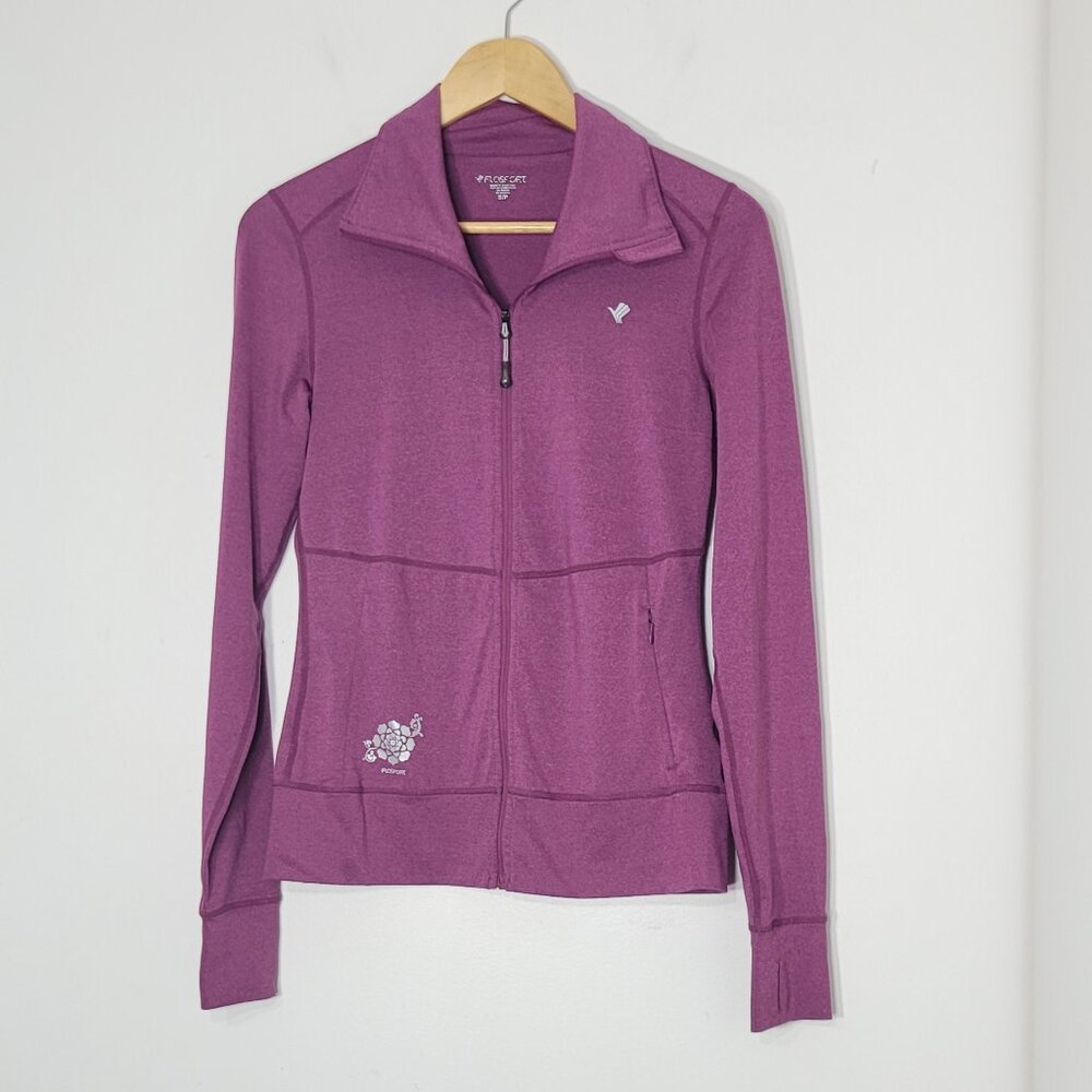 🛍FloSport Purple Pink Front Pockets Activewear Full-Zip Track Workout Jacket S